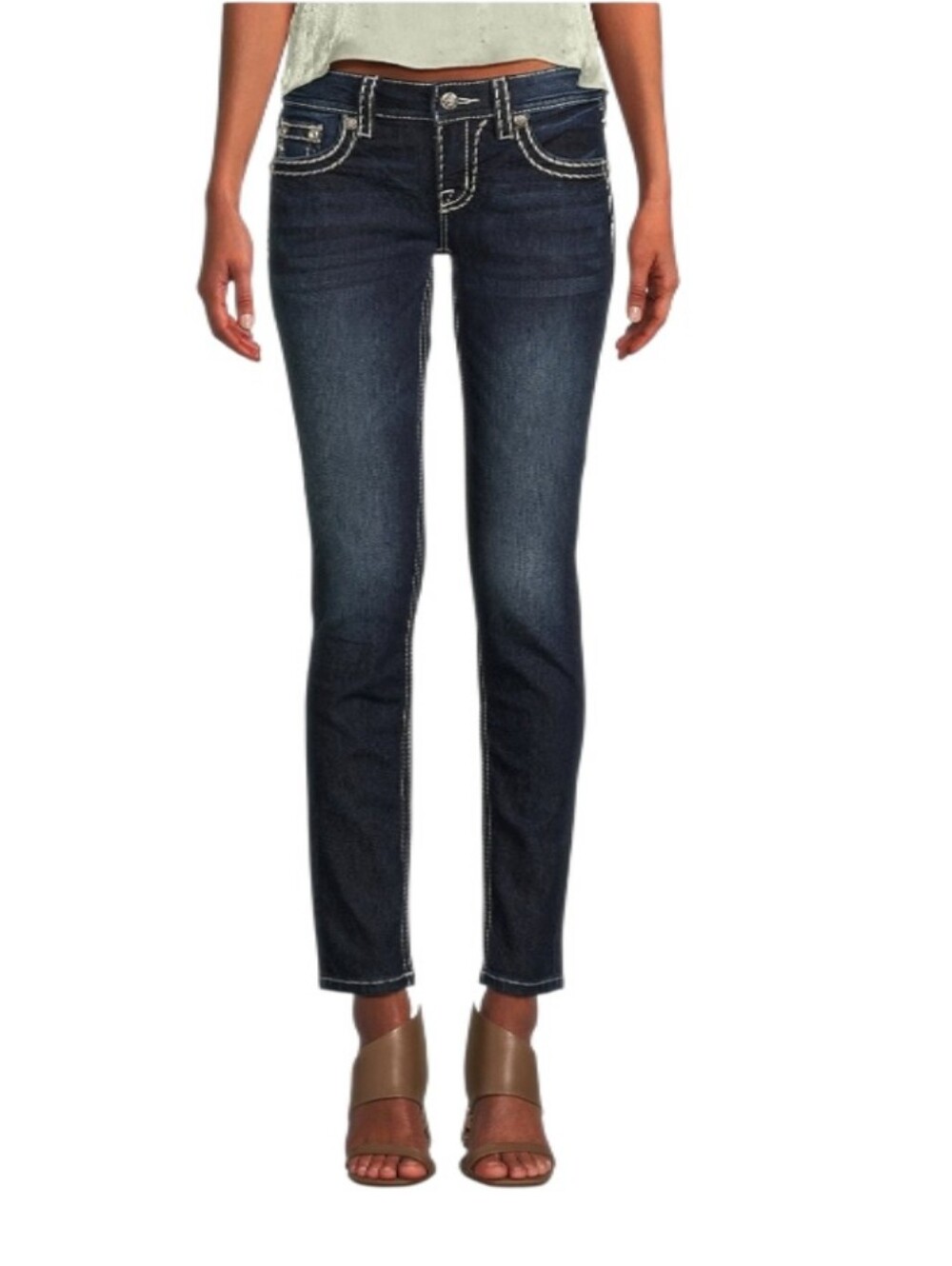 Miss Me Skinny Low-Rise Denim Embellished Jeans